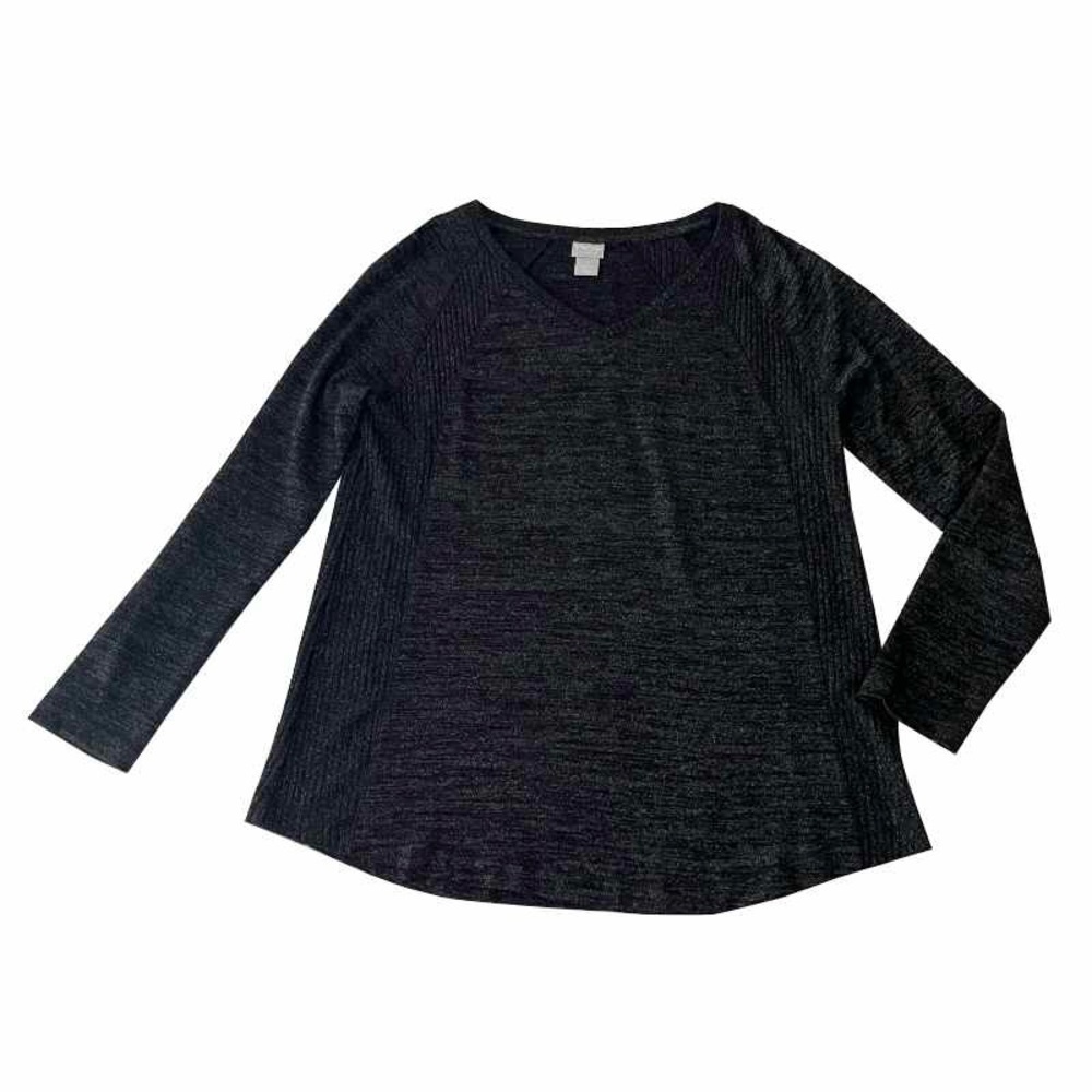 Chicos Zenergy‎ Charcoal Gray Space Dye Casual Pull On Top